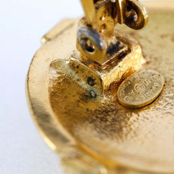 CHANEL Authentic Gold Logo Earrings